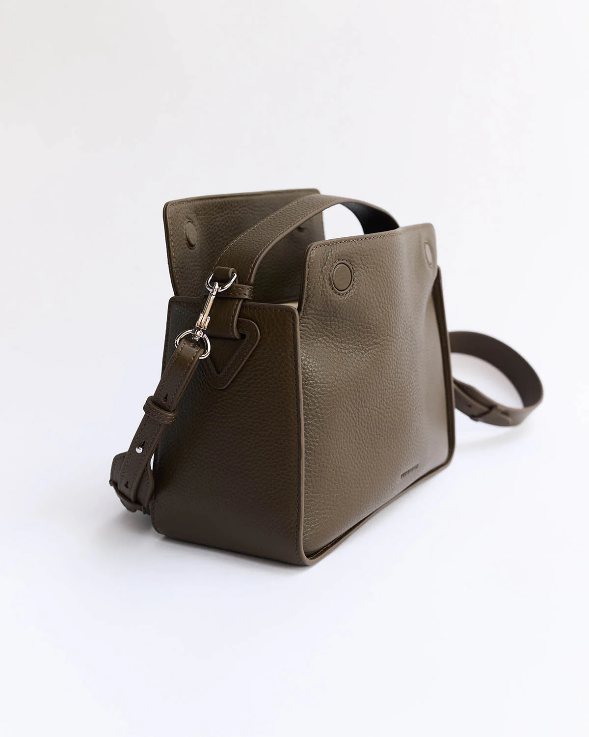 Clementine Bag: Khaki Green Pebbled Leather - Image 3