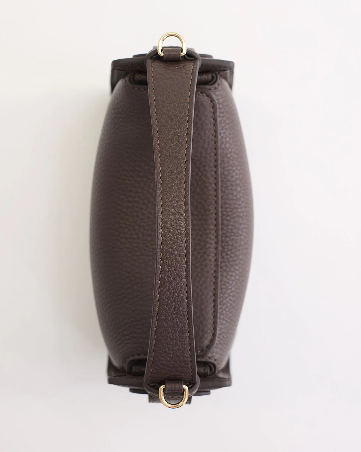 Mini Clementine Bag: Charcoal Pebbled Leather with Gold - Image 7